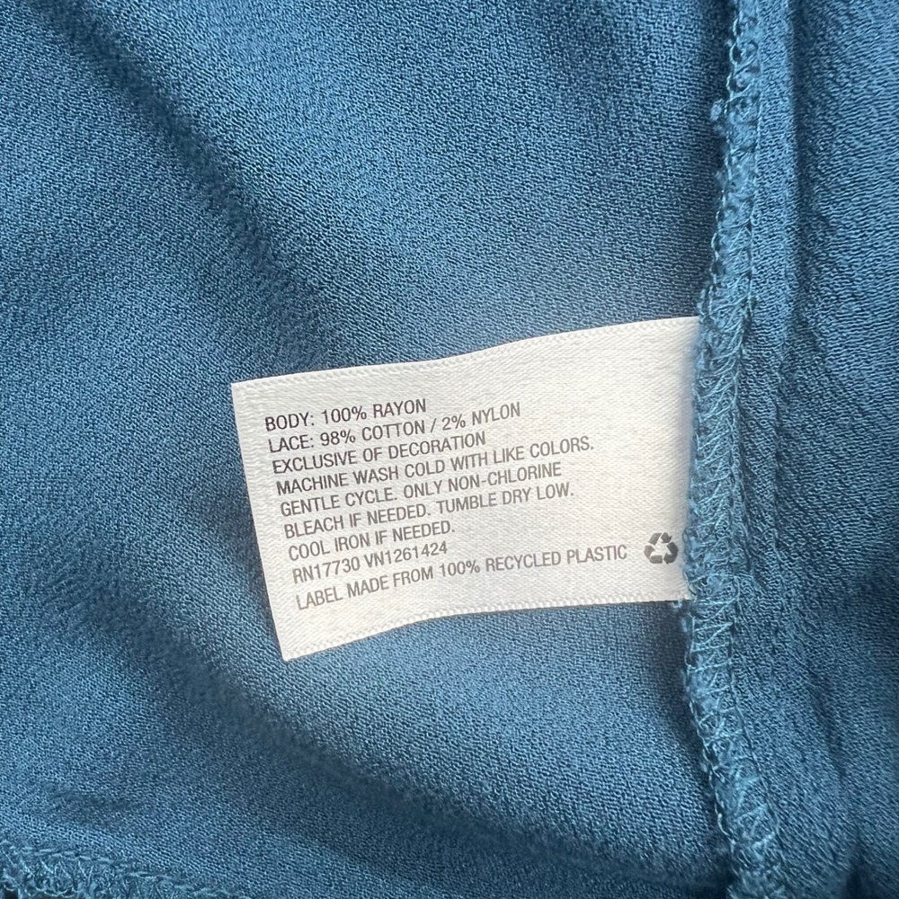 Xhilaration Blue Dress Women's Medium Sleeveless Lace Trim Casual Summer‎ - Picture 7 of 10